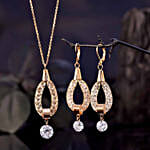 Contemporary Tear Drop Pendant With Chain & Earrings