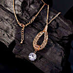 Contemporary Tear Drop Pendant With Chain & Earrings