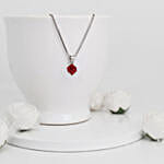 GIVA Silver Crimson Crystal Pendant With Box Chain
