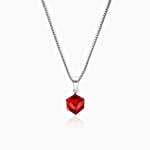 GIVA Silver Crimson Crystal Pendant With Box Chain