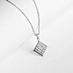 GIVA Silver Zircon Maze Pendant With Link Chain