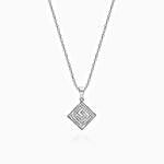 GIVA Silver Zircon Maze Pendant With Link Chain