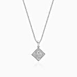 GIVA Silver Zircon Maze Pendant With Link Chain