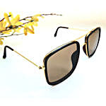 Porus Club Rectangular Sunglasses- Brown