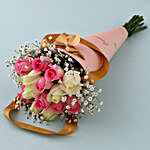 Pink & White Roses Conical Arrangement