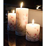 Set Of 3 Buddha Print Pillar Candles Gift Set