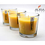 Set of 3 Fragrant Votive Glass Candles- Vanilla
