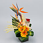 Striking Mixed Flowers Square Glass Vase