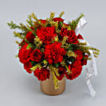 Ravishing Mixed Flowers Golden Vase