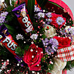 Chocolates & Mixed Flowers Pink Round Box
