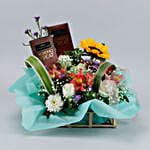 Charming Mixed Flowers & Temptations Wooden Tray