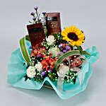 Charming Mixed Flowers & Temptations Wooden Tray