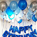 Birthday Wishes Blue & Silver Balloon Decor