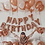 Birthday Surprise Rose Gold Balloon Decor