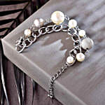 White Beads Silver Bracelet