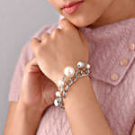 White Beads Silver Bracelet
