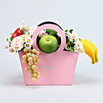 Artificial Fruits & Flower Pink Basket