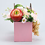 Artificial Fruits & Flower Pink Basket