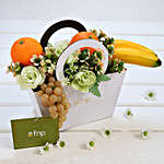 Artificial Fruits & Flower White Basket