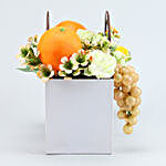 Artificial Fruits & Flower White Basket