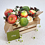 Artificial Fruits & Flower Wooden Base Basket