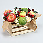 Artificial Fruits & Flower Wooden Base Basket