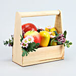 Artificial Fruits & Flower Wooden Handle Basket