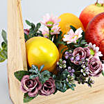 Artificial Fruits & Flower Wooden Handle Basket