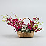 Splendid Purple Orchids Cane Basket Arrangement