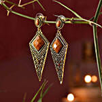 Ochre & Copper Diamond Shaped Earrings