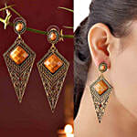 Ochre & Copper Diamond Shaped Earrings