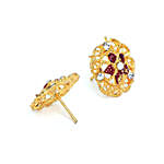 Golden & Red Floral Stud Earrings