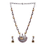 Peacock Silver-Toned Antique Gold Toned Tribal Necklace