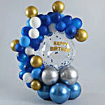 Happy B'day Blue & Golden Balloon Bouquet