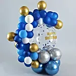 Happy B'day Blue & Golden Balloon Bouquet