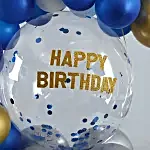 Happy B'day Blue & Golden Balloon Bouquet