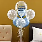 Personalised Glittery Birthday Balloon Bouquet- Silver & Blue