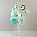 Personalised Glittery Birthday Balloon Bouquet- Silver & Green