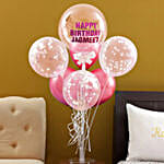 Personalised Glittery Birthday Balloon Bouquet- Silver & Pink