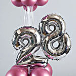 Pink & Silver Number 28 Balloon Bouquet