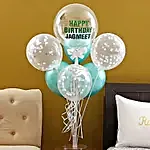 Personalised Glittery Birthday Balloon Bouquet- Silver & Green