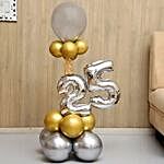 Golden & Silver Number 25 Balloon Bouquet