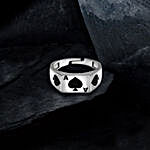 925 Silver Black Ace Ring