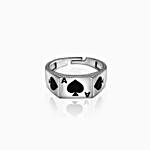 925 Silver Black Ace Ring