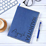 Personalised Blue Notebook & Pen Combo