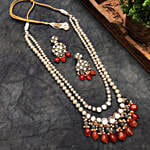 Paya Carnelian Long Layered Necklace Set