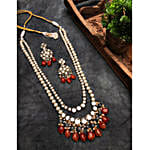 Paya Carnelian Long Layered Necklace Set