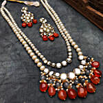 Paya Carnelian Long Layered Necklace Set