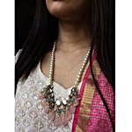 Paya Elegant Rose Quartz Long Layered Necklace Set