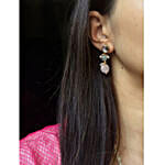 Paya Elegant Rose Quartz Long Layered Necklace Set